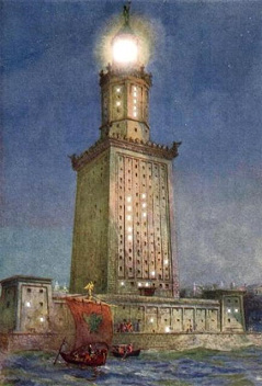 Lighthouse of the goddess of Isis in Egypt on an island near Alexandria in Egypt