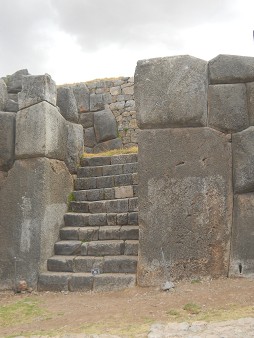 Cusco Sacsayhuamn, another stairs with geometric cut giant corner stones