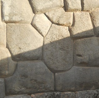 Cusco, Sacsayhuam�n, segundo piso, muro 08, detalle 04, flor, primer plano 02