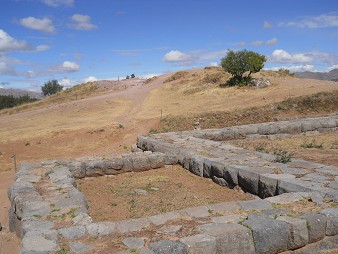 Sacsayhuam�n (Cusco), terrace 4, view to groundwork 07 with tree 01