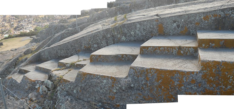 Sacsayhuam�n (Cusco), el trono gigante en la colina aplanada, detalles 5 a 7, panorama