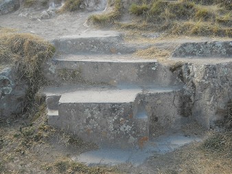 Sacsayhuam�n (Cusco), on the flattened hill, stairs in one piece made of the rock 01