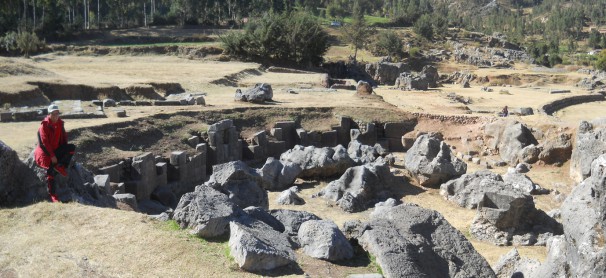 Sacsayhuam�n (Cusco), grosser Steinbruch, der "Chaos-Bereich", Panoramafoto