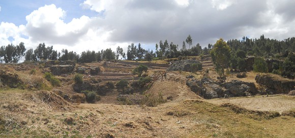 Cusco Sacsayhuam�n, the rock of stairs and throness "Chinchana grande" in the meadows