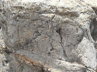 Area of the rock of stairs "Chinchana grande": white stone with engravings in lines, zoom 01