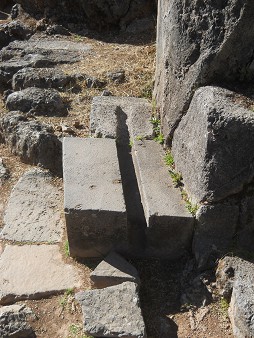 Cusco Sacsayhuam�n: in the amphitheater, rectangular stone with a perfect straight little channe