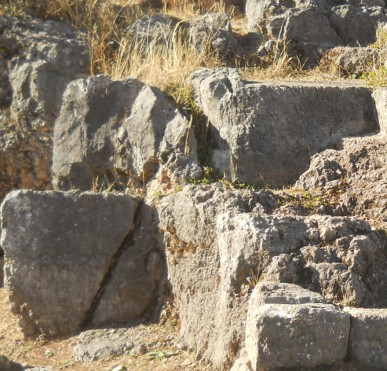 Cusco Sacsayhuam�n, amphitheater: one more throne zone: big stairs and cut stones - zoom