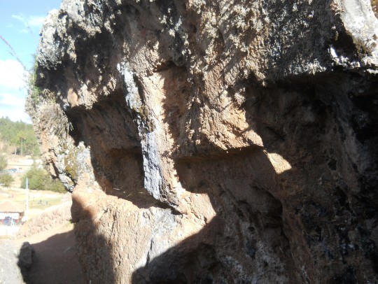 Cusco Sacsayhuam�n, final zone with black and red rock with a big rectangular cut