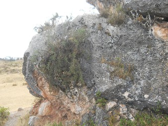 Zone X (Laq'o, Laco, Moon Temple): cut rock in black and red