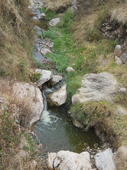 Cusco Sacsayhuam�n 16: El camino regreso a Cusco, arroyo contaminado 03