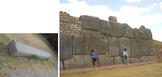Cusco-Sacsayhuamn, fortaleza
                                      central de los Incas, una viga
                                      geomtrica blanca y piedras
                                      gigantes
