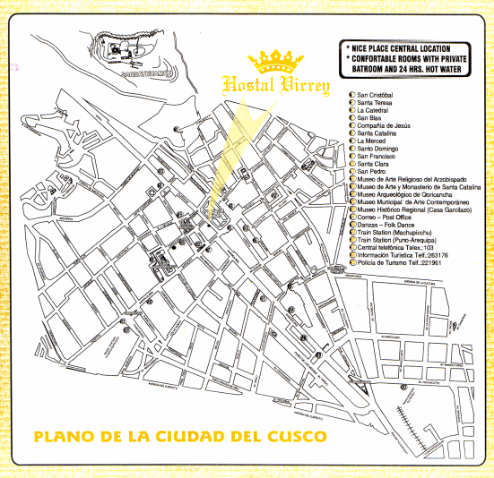 Faltblatt des Hostal Virrey (Vizek�nig) 02,
                        Karte