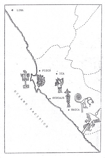 Las zonas arqueolgicas de Pisco, Ica,
                      Ocucaje y Nasca forman una unidad, mapa