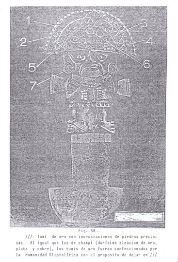 Fig.
                              58: El tumi con la indicaci�n de un ritmo
                              femenino