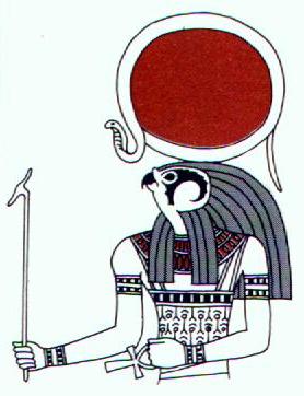 God
                          Ra, sun god of Egipt with a beak and presented
                          with a sun on his head