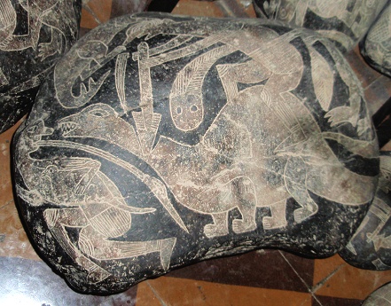 A wise man killing a dinosaur
                            (Brontosaurus or Camarasaurus) 01, close-up