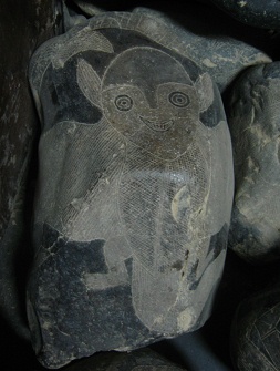 Big bat with a human face