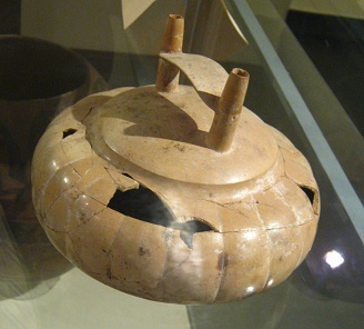 K�rbisflasche in Beige, Nahaufnahme