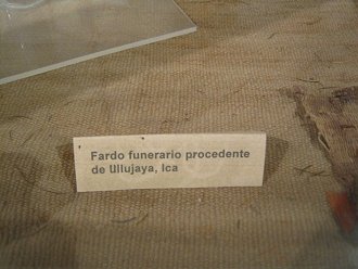 Texto: Fardo funerario procedente de
                              Ullujaya, Ica