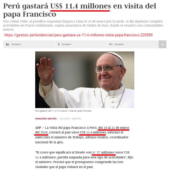 Noticia oficial que el papa gay
                            inf�rtil, el jefe de los colonos del
                            Vaticano gay inf�rtil, quiere gastar 37
                            millones de soles de moneda del
                            contribuyente en el Per� en solo 3 D�AS