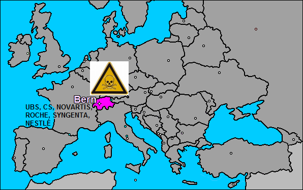 Die
Gift-Schweinz mit den satanistischen Konzernen UBS, CS,
NOVARTIS, ROCHE, SYNGENTA UND NESTLÉ, Karte mit Totenkopf Die Gift-Schweinz mit den
satanistischen Konzernen UBS, CS, NOVARTIS, ROCHE,
SYNGENTA UND NESTLÉ, Karte mit Totenkopf