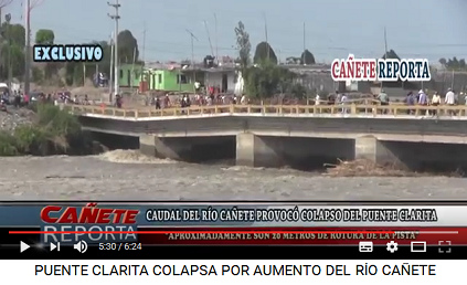 Ca�ete, puente Clarito ta�ado y
                            cerrado