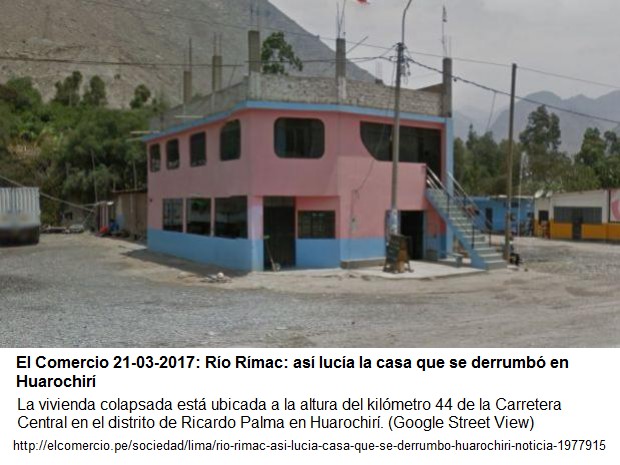 La casa en Huarochir� est�
                  en la zona de dique
