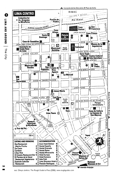Map of the Center of Lima with some
                            tourist indications