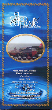 Chorrillos, restaurante El Salto del
                        Fraile, prospecto 01, portada