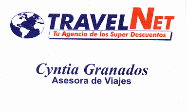 Tarjeta
                      de la oficina de viaje Travelnet en Miraflores