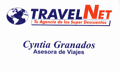 Visitenkarte des Reiseb�ro Travelnet in
                      Miraflores
