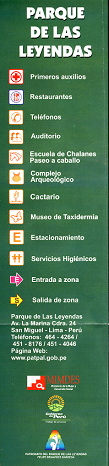Leyenda de la mapa del jard�n zool�gico en
                        Lima "Parque de las Leyendas"