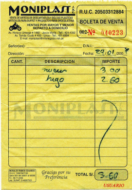 Lima: Boleto para nueces y higos en el
                        barrio Jes�s Mar�a, 29-1-2007