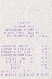 Lima: Boleto del centro comercial Todo
                        Cuesta Menos del 29-1-2007