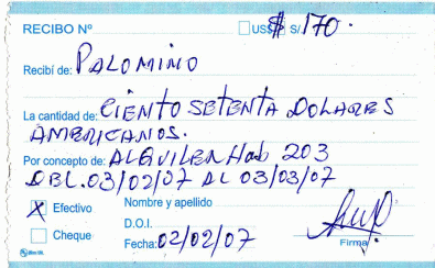 Lima: Boleto de Miraflores para el alquiler
                        de un apartamento para un mes a la Avenida
                        Bolognesi, 2-2-2007