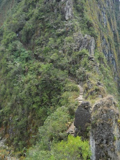 Camino al mirador Huaynapicchu, camino con
                    escaleras