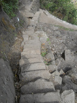 Bajada de Huaynapicchu, escalera
irregular escarpada, primer plano 2 Bajada de Huaynapicchu, escalera
irregular escarpada, primer plano 2