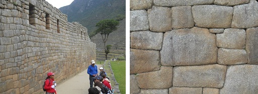 Machu Picchu,
                                grosse Mauern mit Vielecksteinen