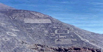 Rechteck,
                          V�gel und Lamas etc. am Bemalten Berg
                          ("Cerro Pintado") bei Iquique,
                          Nord-Chile