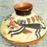 Affe mit Ringelschwanz auf einer
                          Nasca-Keramik