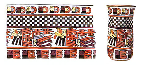 Karierte Motivik auf einer Vase
                          der Nasca-Keramik