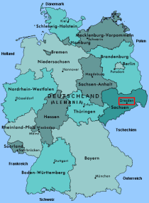 Mapa de Alemania con la posici�n de
                          Dresde (Dresden)