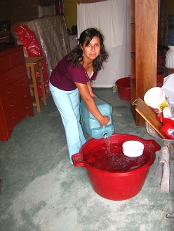 Das Wasser wird in ein grosses Wasserbecken
                ausgelehrt