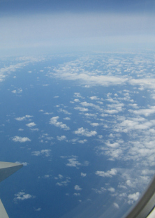 Wolkenspiralen ber dem Atlantik