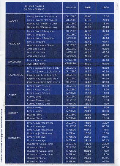Busfirma Cruz del
                        Sur, Faltprospekt, Fahrplan 01