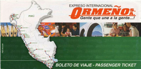 Busfirma Orme�o, Flugblatt mit
                        Streckennetz