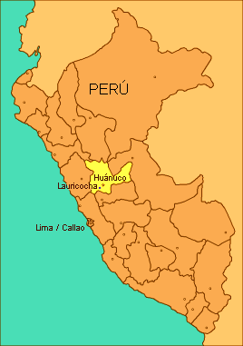 Mapa del Per con la
                        posicin del departamento de Hunuco