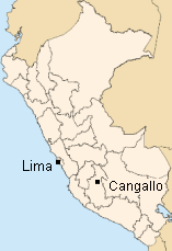 Mapa del Per con
                          las posiciones de Lima y Cangallo