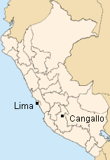 Mapa del Per� con
                          las posiciones de Lima y Cangallo