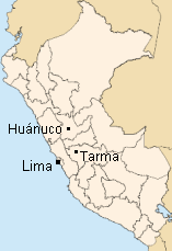 Mapa del Per con
                          las posiciones de Lima y Hunuco